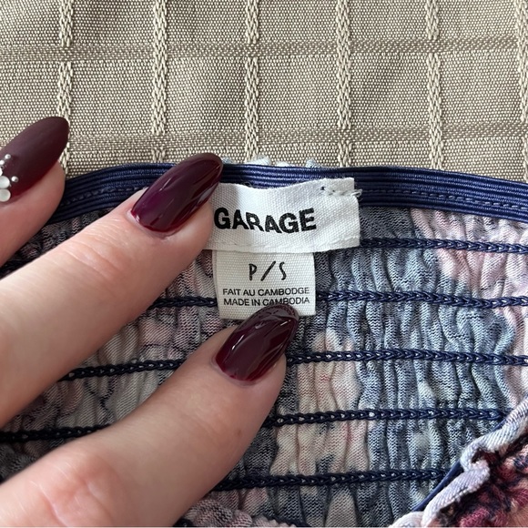 Garage Blue Floral Smocked Off-Shoulder Top - Picture 3 of 4